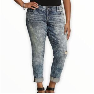 Torrid Distressed Gray Straight Leg Jeans
